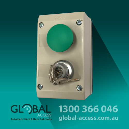 Mushroom Push Button With Lockable Key Switch In Enclosure – Green OR Red Button