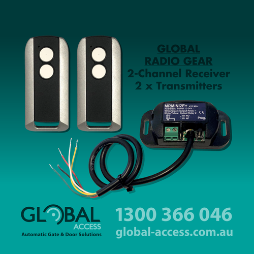 Global Radio Gear Package – 2 Channel Receiver + 2 Button Hand Transmitters